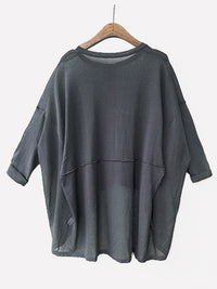 Vintage Solid Loose Cropped Batwing Sleeve Knitting Outwear