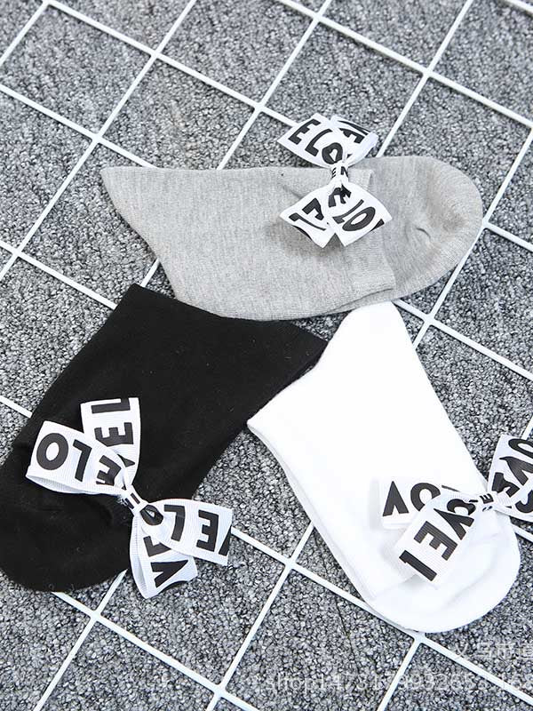 Tide Letter Bow Decoration Socks