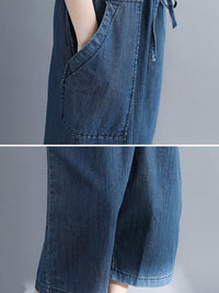 Comfortable V-neck Jeans Jumpsuit