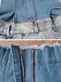 Stylish Empire Fringed Stitching Wide-Leg Jean Pants