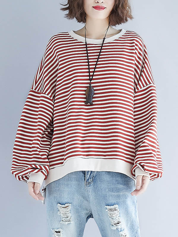 Loose Striped Split-joint Sweatshirt