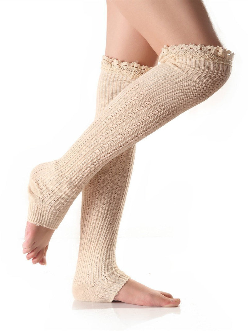 Knitting Lace Solid Color Stocking