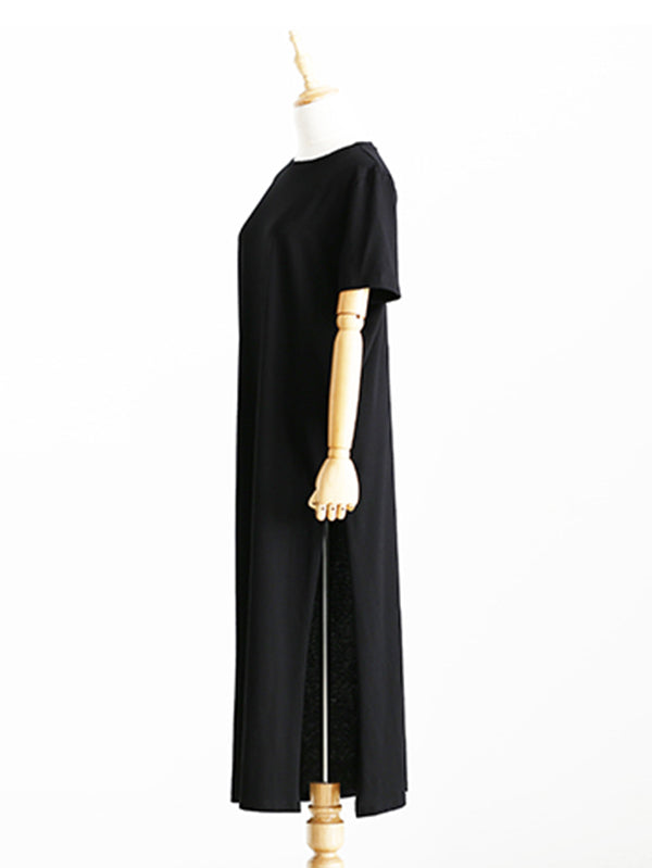Original Solid Split-Side Elasticity Waist Dress