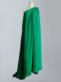 Banquet Sleeveless Loose Pleated Falbala Solid Color One-Shoulder Maxi Dresses
