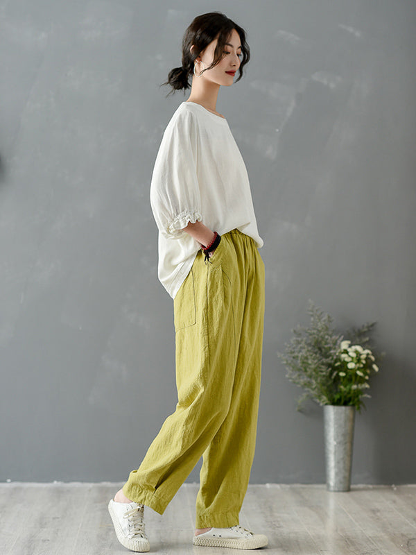 Loose Solid Color Casual Pants