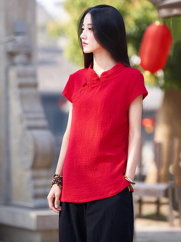 Vintage Red Ramie Cotton T-shirt