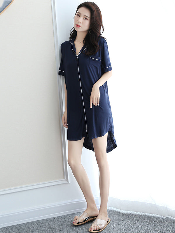 Casual V-Neck Button Modal Short Pajamas