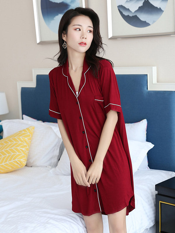 Casual V-Neck Button Modal Short Pajamas