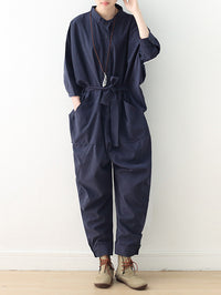Loose Lace-Up Overall Jumpsuits