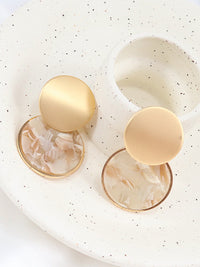 Elegant Marble Round Earrings